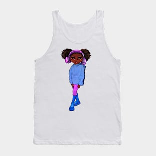 Anime girl Princess Cute black girl 2 Melanin music lover Afro African American Tank Top